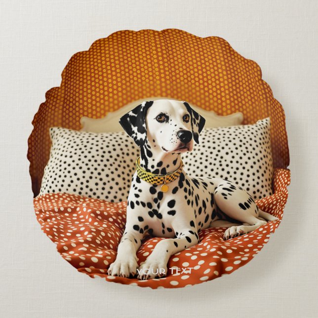 Cojín Redondo Fantasía Cute Polka Dog (Anverso)