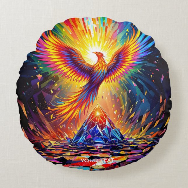 Cojín Redondo Fantasía Cute Prisma Phoenix Rising (Anverso)