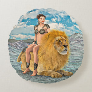 Cojín Redondo Fantasía de la Reina León