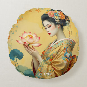 Cojín Redondo Fantasía dulce flor Chica japonés