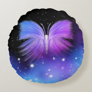 Cojín Redondo Fantasía espacial Mariposa Cósmica