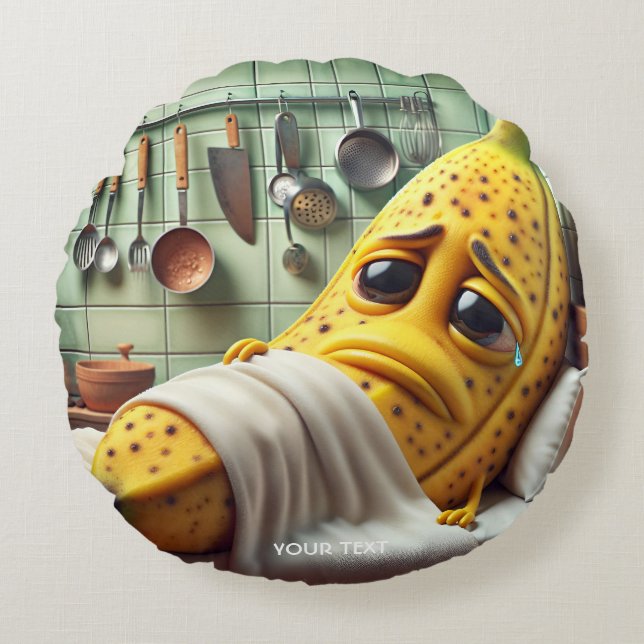 Cojín Redondo Fantasía malhumorada banana (Anverso)