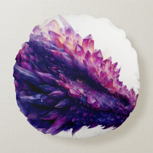 Cojín Redondo Fantasía Mística Ametista Crystal Dragon Bestia
