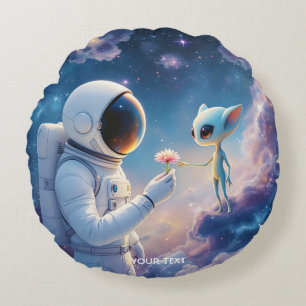 Cojín Redondo Fantasía suave astronauta flor espacial