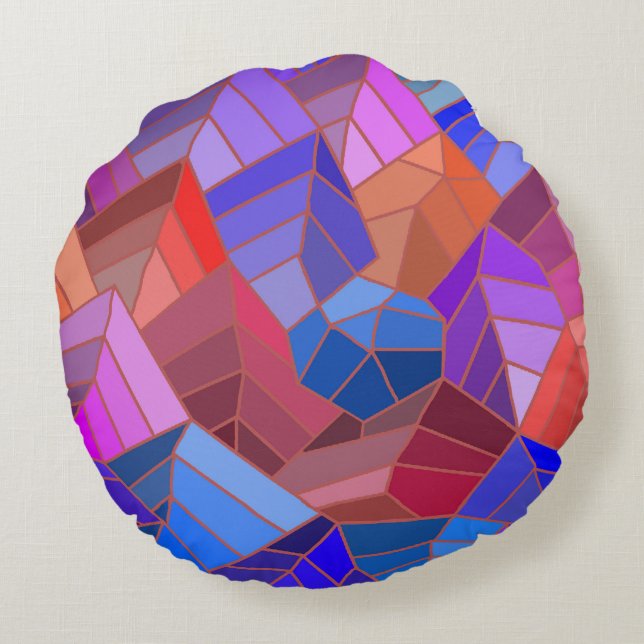 Cojín Redondo Fantasías vistas de las montañas desde el cielo (Reverso)