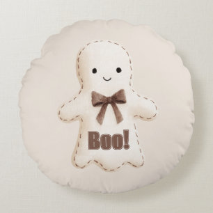Cojín Redondo Fantasma Boo Marrón Feliz Lindo