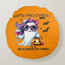 Cojín Redondo Fantasma femenino espeluznante Halloween