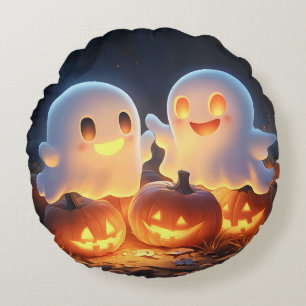 Cojín Redondo Fantasmas brillantes de Personalizado de Halloween