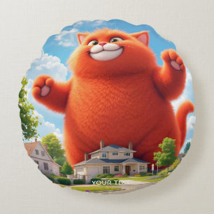 Cojín Redondo Fantasy Cute Big Naranja Cat