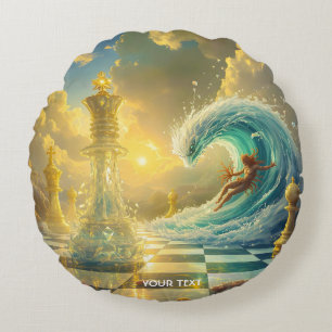 Cojín Redondo Fantasy Cute Chess Clouds Wave