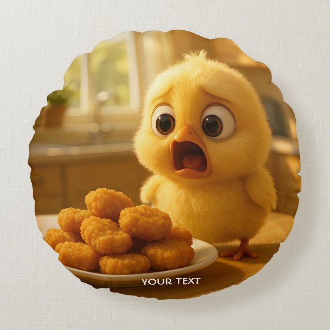 Cojín Redondo Fantasy Cute Chicken Nuggets Baby (Anverso)