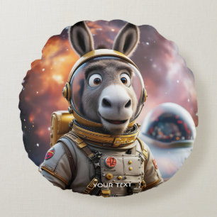 Cojín Redondo Fantasy Cute Donkey Astronauta