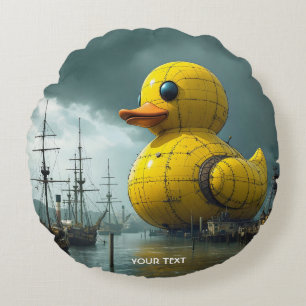 Cojín Redondo Fantasy Cute Duck War Ship