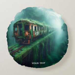 Cojín Redondo Fantasy Cute el Viejo Tren Pasado