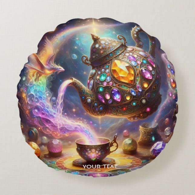 Cojín Redondo Fantasy Cute Glass Tea Kettle (Anverso)