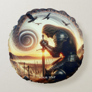 Cojín Redondo Fantasy Cute Knight Sword Legend