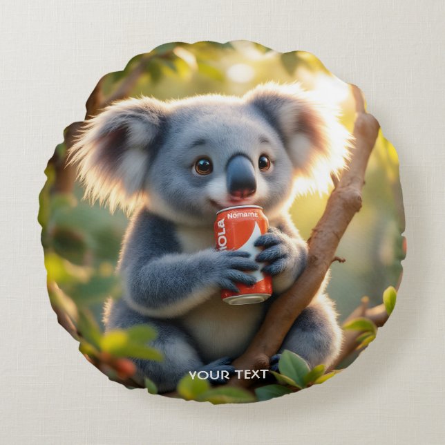 Cojín Redondo Fantasy Cute Koala Bebe Árbol (Anverso)