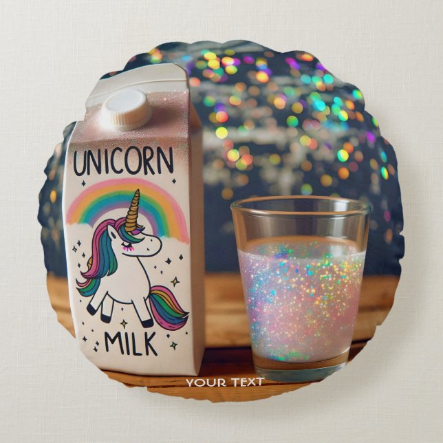 Cojín Redondo Fantasy Cute Milge Unicornio Arcoiris (Anverso)