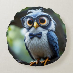 Cojín Redondo Fantasy Cute Owl Glasses Bow