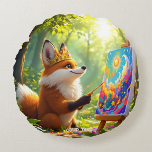 Cojín Redondo Fantasy Cute Painting King Fox