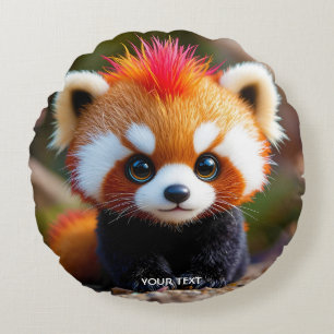Cojín Redondo Fantasy Cute Panda Red Hai