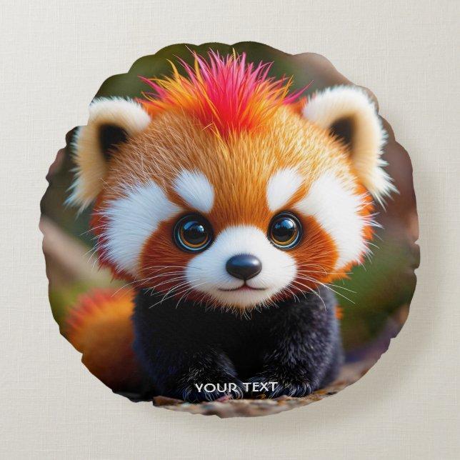 Cojín Redondo Fantasy Cute Panda Red Hai (Anverso)
