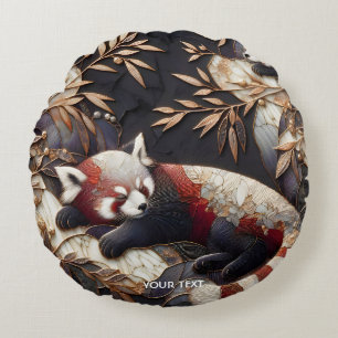 Cojín Redondo Fantasy Cute Red Panda Art