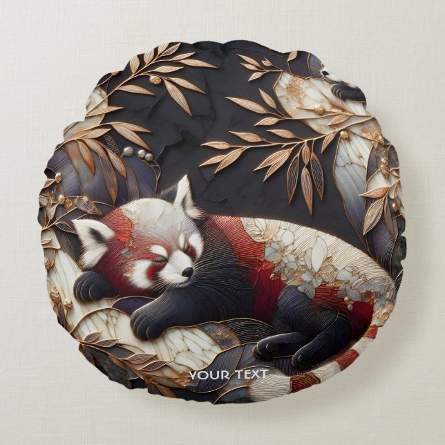Cojín Redondo Fantasy Cute Red Panda Art (Anverso)