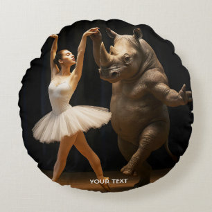 Cojín Redondo Fantasy Cute Rhino Dancer Ballerina