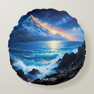 Cojín Redondo Fantasy Cute Sea Rocks Sunset