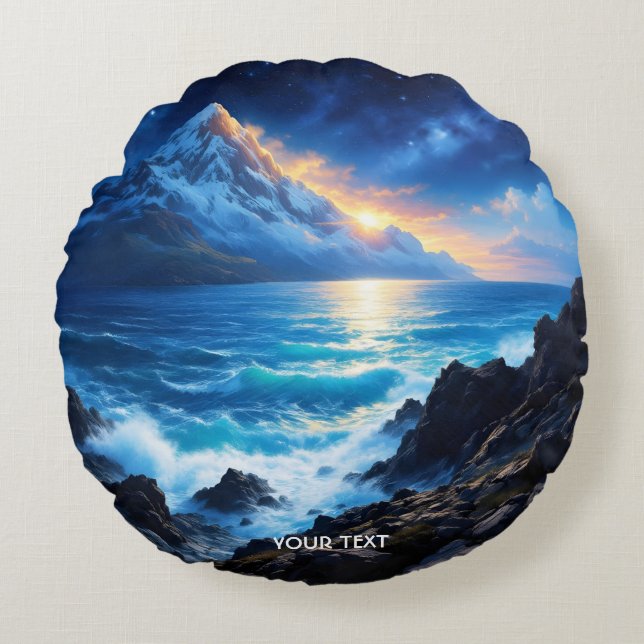 Cojín Redondo Fantasy Cute Sea Rocks Sunset (Anverso)