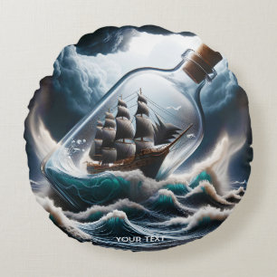 Cojín Redondo Fantasy Cute Ship Botella Sea
