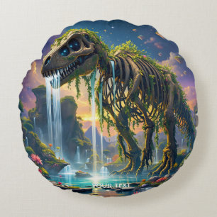 Cojín Redondo Fantasy Cute Skeleton Dinosaur Garden