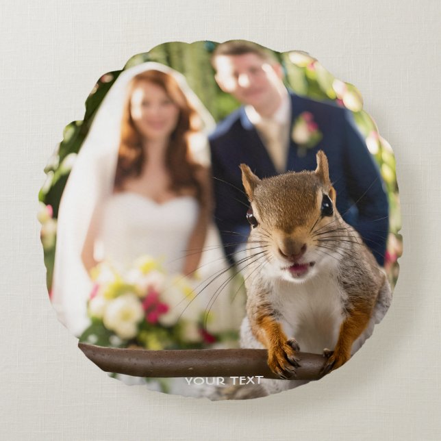 Cojín Redondo Fantasy Cute Squirrel Pareja Casada (Anverso)