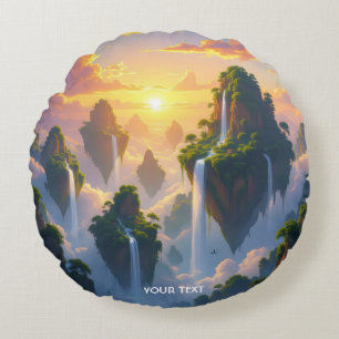 Cojín Redondo Fantasy Cute Sunset Islands Waterfalls