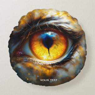 Cojín Redondo Fantasy Cute Tiger Naranja Ojo