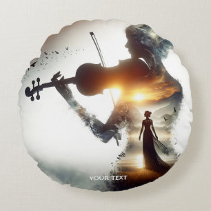 Cojín Redondo Fantasy Cute Violin Chica Sun