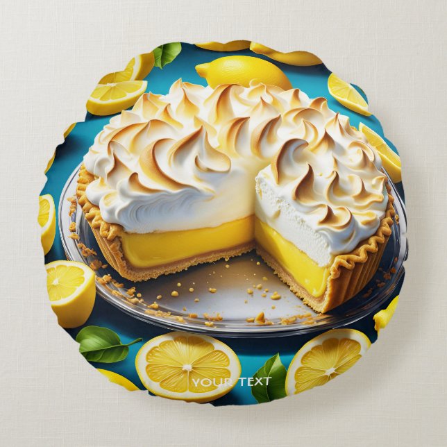 Cojín Redondo Fantasy Cute Vivid Lemon Meringue Pie (Anverso)