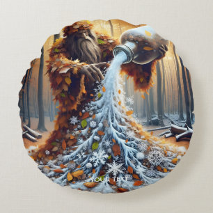 Cojín Redondo Fantasy Cute Wizard Making Winter
