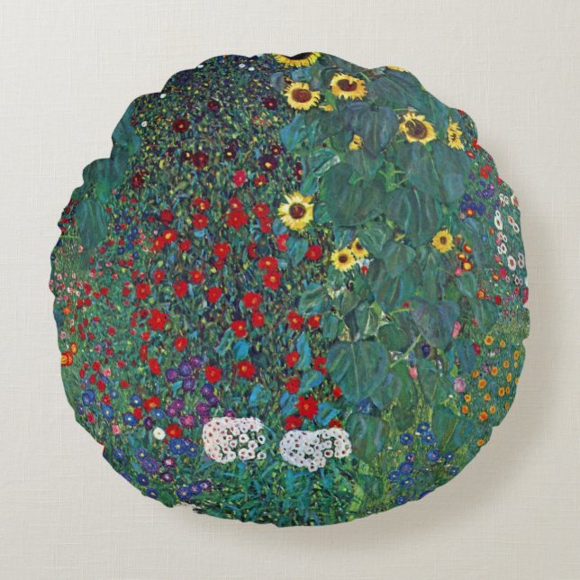 Cojín Redondo Farmergarden w Sunflower por Klimt, Flores de époc (Anverso)