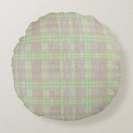 Cojín Redondo Farmhouse Neutral Sage Plaid