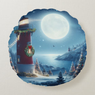 Cojín Redondo Faro de Navidades náuticos