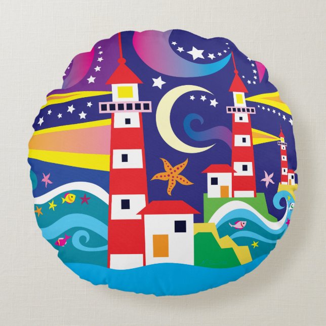Cojín Redondo Faros Celestiales (Anverso)