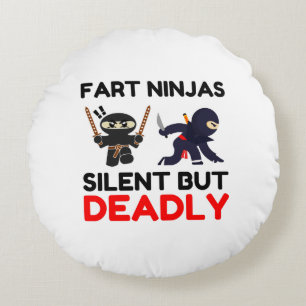 Cojín Redondo Fart Ninjas en silencio pero mortal