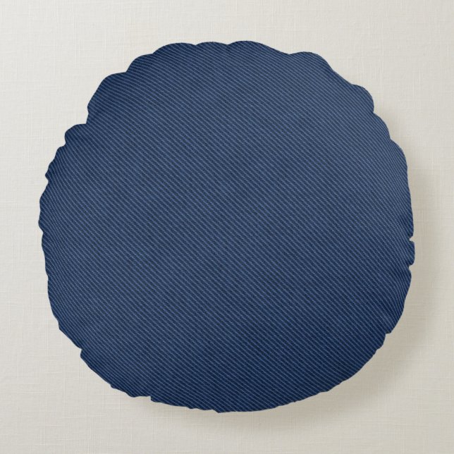 Cojín Redondo Faux Blue Denim Fabric Round Pillow (Anverso)