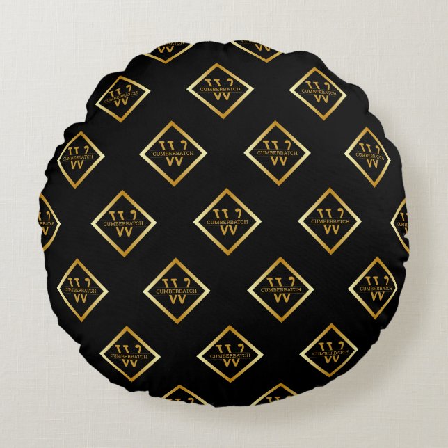 Cojín Redondo Faux Gold Axis Monogram – Black & Gold (Anverso)