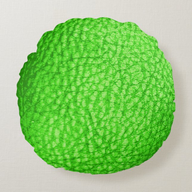 Cojín Redondo Faux Leather Light Lime (Anverso)