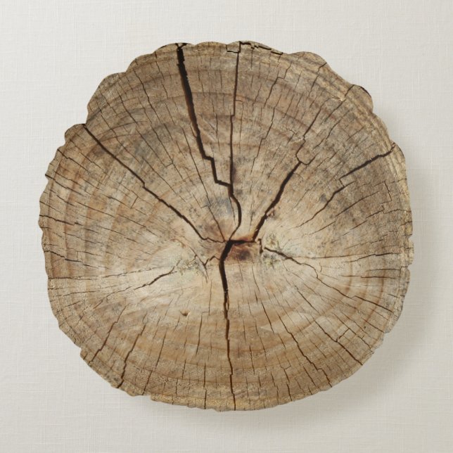 Cojín Redondo Faux Tree Rings Background (Anverso)