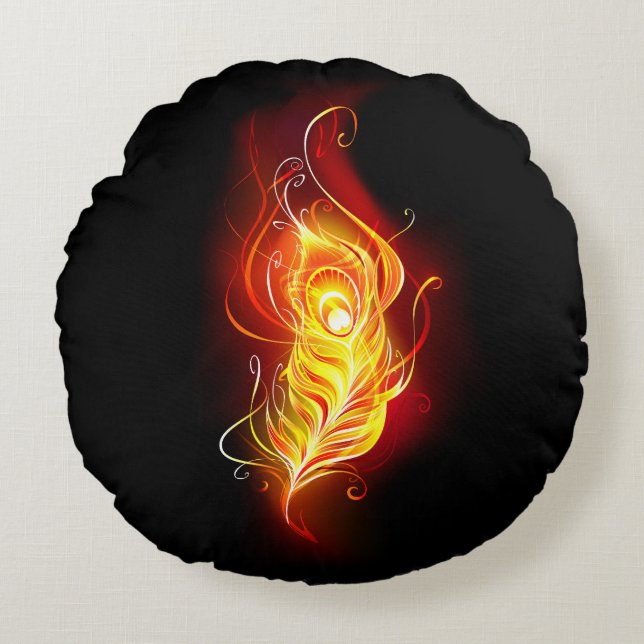 Cojín Redondo Feather Peacock (Anverso)