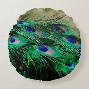 Cojín Redondo Feathers peacock plumas